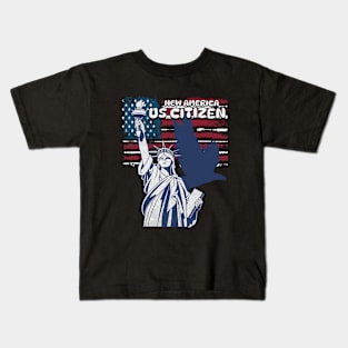 Proud US Citizenship Flag American New USA Citizen Kids T-Shirt